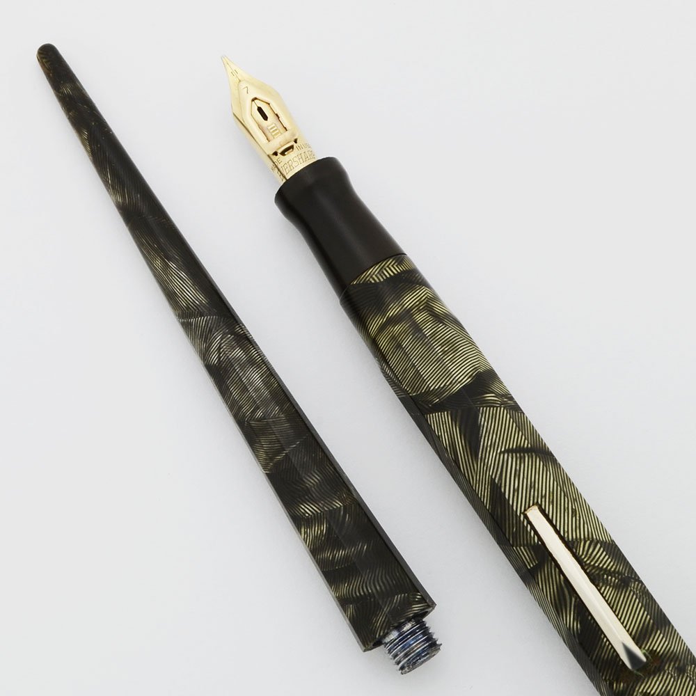 Wahl Eversharp Doric II Pen & Base (1930s) - Silver & Black